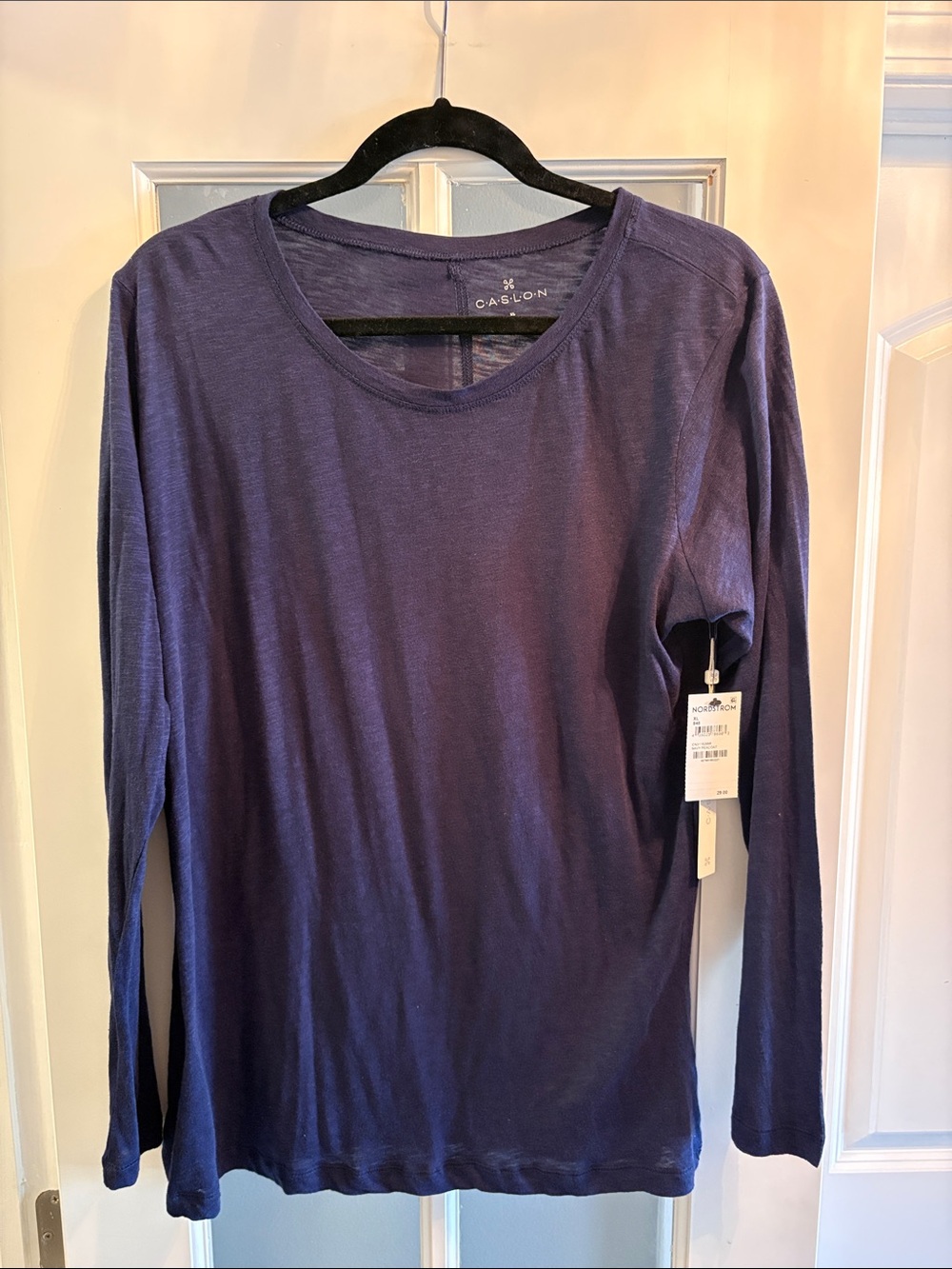 Caslon Long Sleeve Crewneck Top in Navy